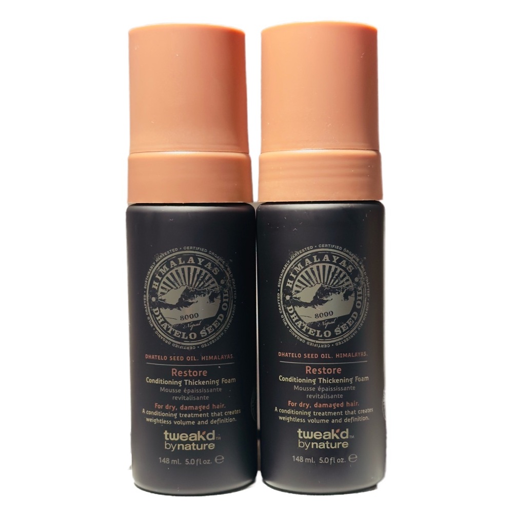 Tweak'd by Nature Restore Conditioning Thickening Foam 5.0 oz Set of 2 New
